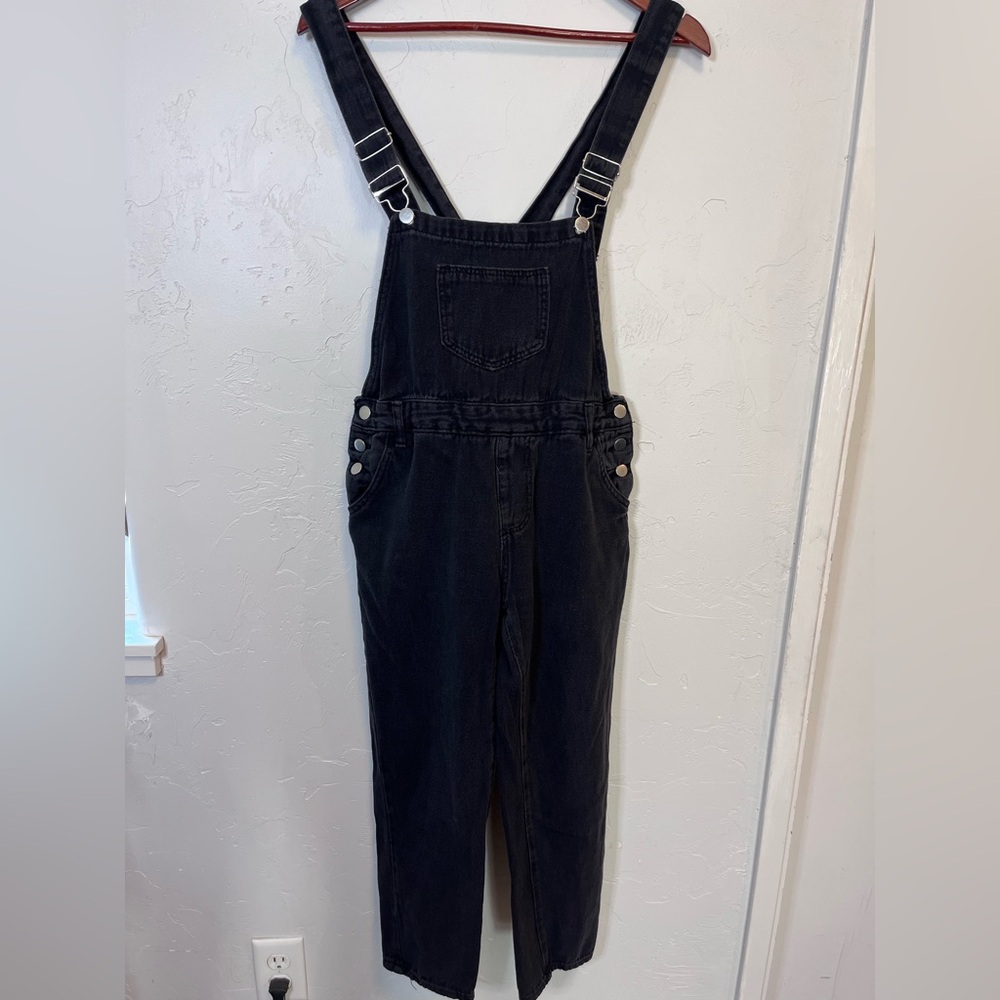 Women's Black Denim Criss Cross‎ Overalls